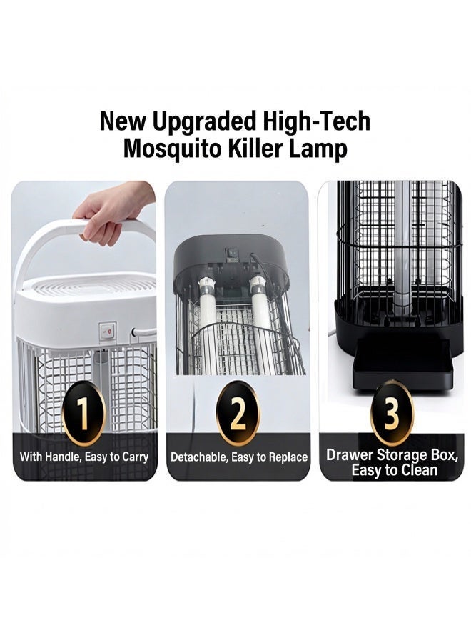 واي آند دي مبيد حشرات 20 واط - مصيدة ذباب كهربائية بالأشعة فوق البنفسجية بتصميم قفص طيور دائري | مصباح طارد للحشرات محمول للاستخدام الداخلي والخارجي - Image 3